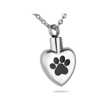 Kai Urns Unisex Stainless Steel Puppy Paw Memorial Keepsake Urn Pendant with Black Paw Prints Kai Urns Unisex Stainless Steel Puppy Paw Memorial Keepsake Urn Pendant with Black Paw Prints